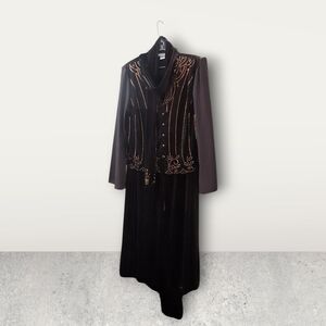 Elegant Brown and Gold Pantsuit